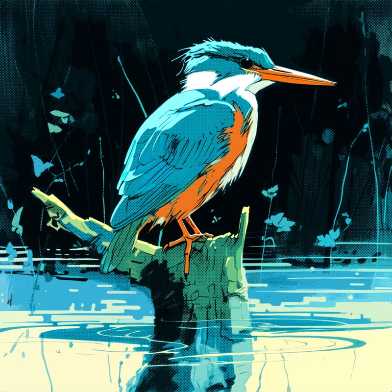 KINGFISHER IN THE LAKE