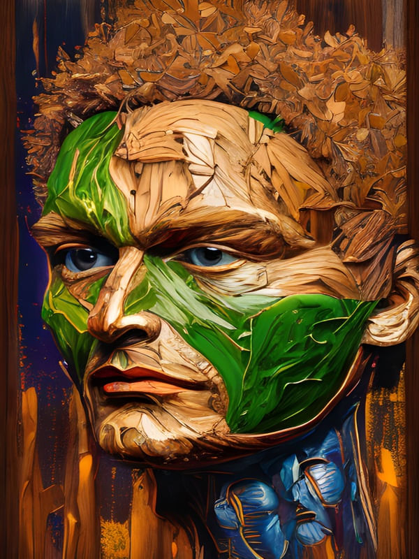 HOMEN ESCUPIDO NA MADEIRA BY AI POR CRYPTOART