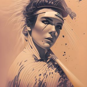 WOMAN WITH BASEBALL BAT ART GENERALE AI