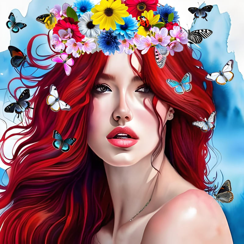 MULHER E FLORES BY AI