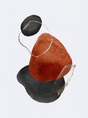 COMPOSIÇÃO DOURADA AQUARELA ABSTRATA