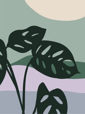 FOLHAS DE MONSTERA ARTE ABSTRATA