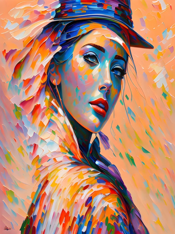 UMA BELA MULHER DESENHADA A TINTA A ÓLEO BY AI POR CRYPTOART