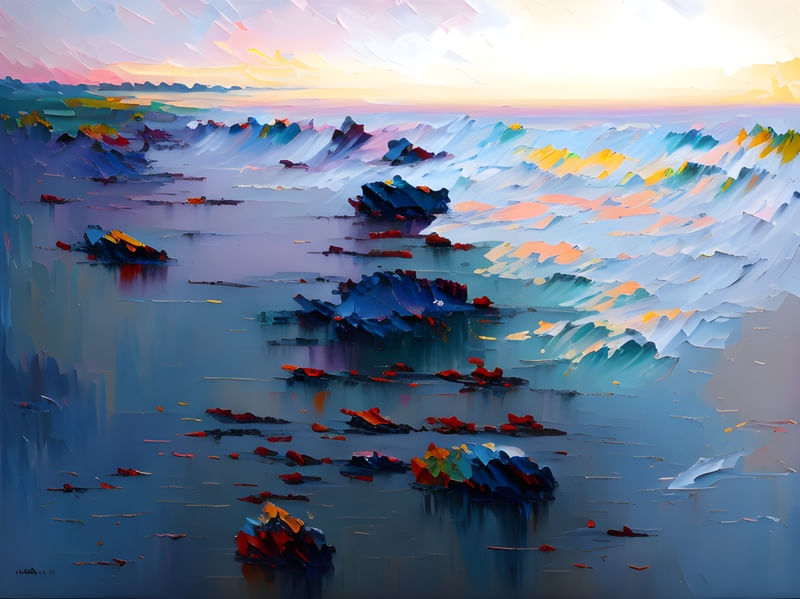 ENCOSTA DO MAR PINTURA A TINTA ÓLEO BY AI POR CRYPTOART