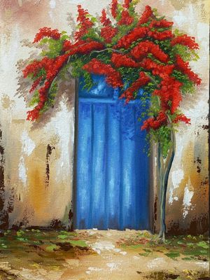 PORTA COM FLORES LX