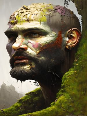 HOMEN PLANTA COM FUNGOS RAIZES E TREPADEIRA BY AI POR CRYPTOART