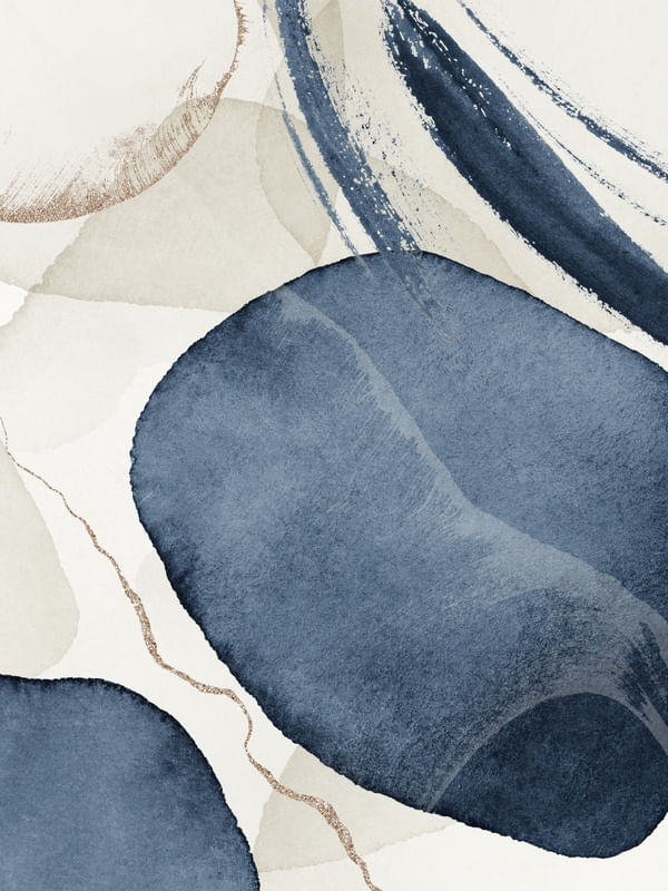 AQUARELA AZUL E DOURADO ABSTRATO