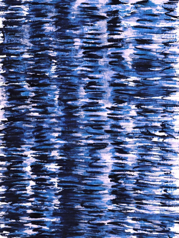 SHUFFLE INDIGO AZUL RETRATO - COLORIDO ABSTRATO FLUXO PINTURA