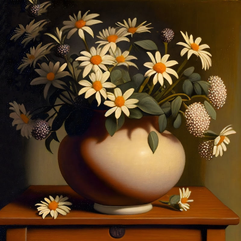 FLORES BRANCAS EM VASO OVAL BY AI