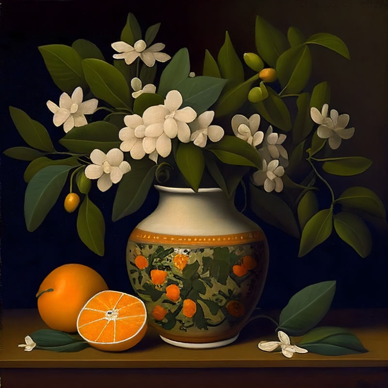 VASO COM FLORES-DE LARANJEIRA BY AI
