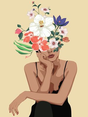 WOMAN WITH THE COLORFUL FLOWER BOUQUET 2