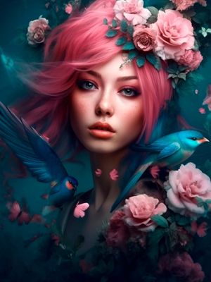 GIRL AND ROSES BY AI