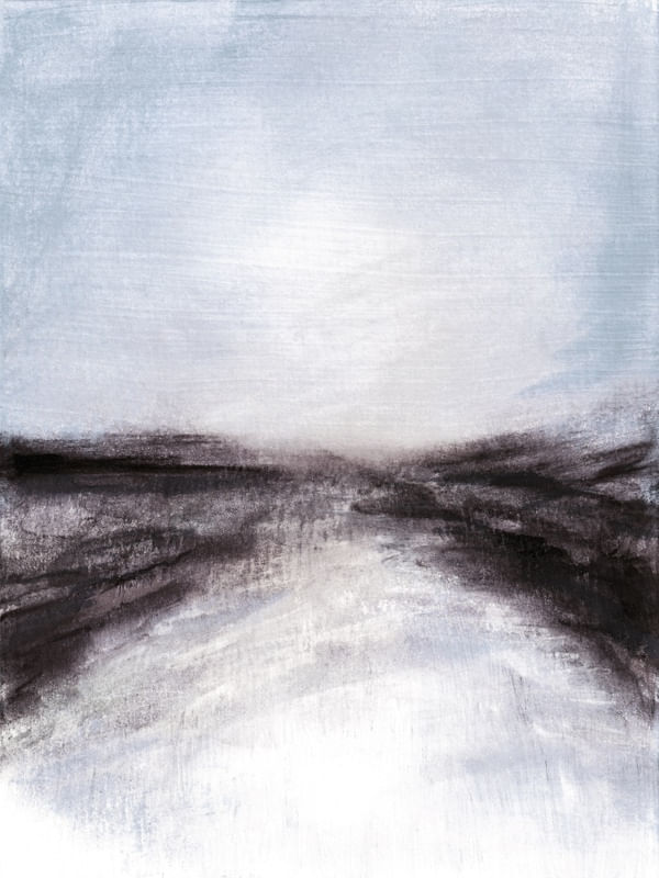 DESTINY 3 CINZA PRETO PAISAGEM - ABSTRATO PANORAMICO NATUREZA PINTURA
