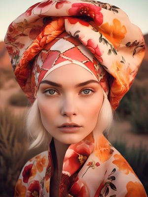 MULHER DE TURBANTE FLORAL BY AI