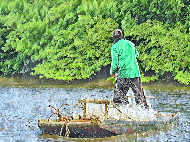 PESCADOR NO PAQUETE