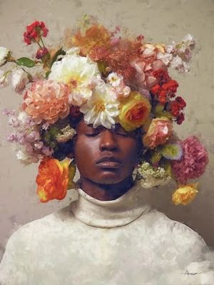 RETRATO DE HOMEM COM FLORES