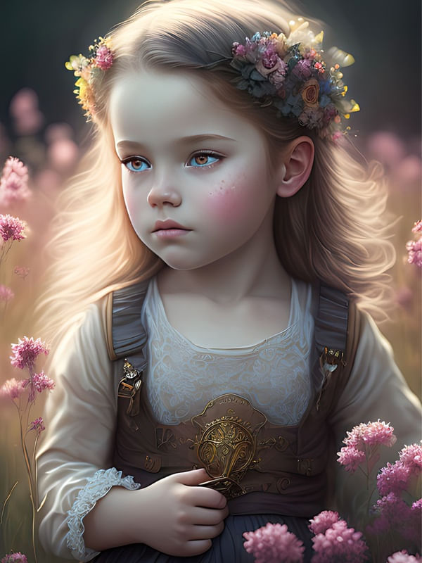 A GIRL IN A FLOWERING FIELD BY AI