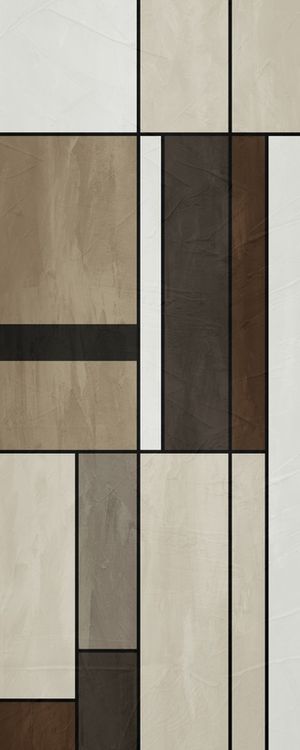 QUADRO DECORAIVO COLORIDO MARROM BEGE PRETO - ABSTRATO GEOMÉTRICO - 756A-PV