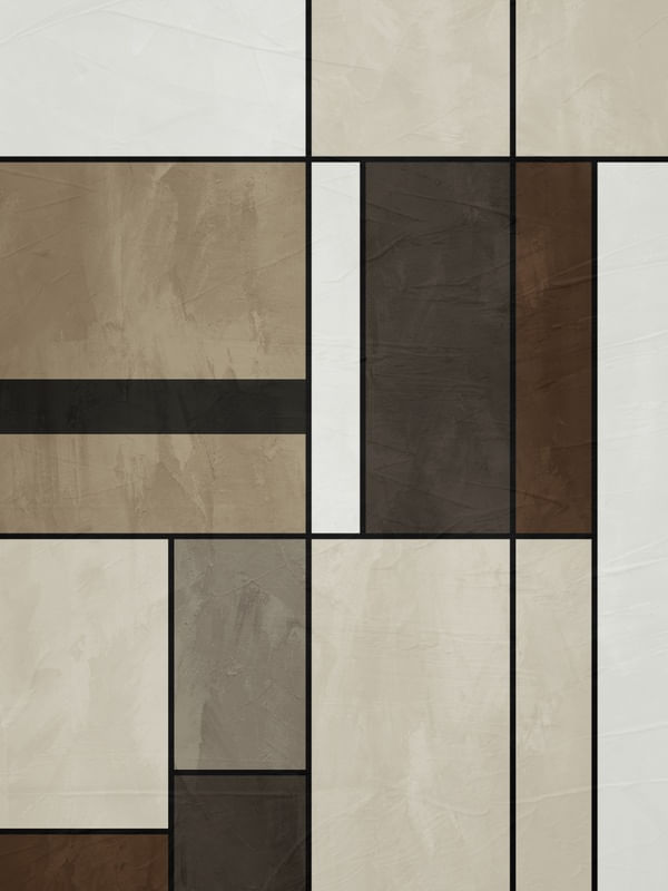 QUADRO DECORAIVO COLORIDO BEGE PRETO MARROM - ABSTRATO GEOMÉTRICO - 756A