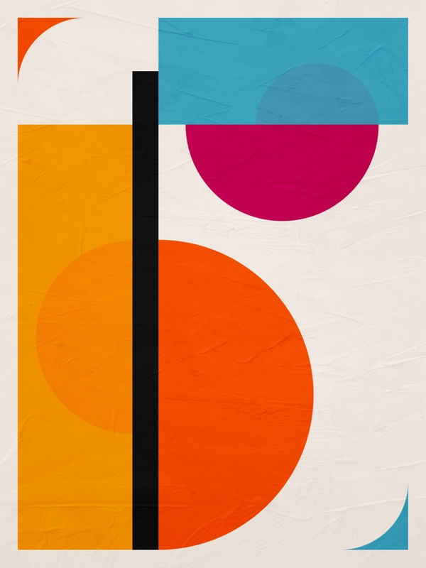 QUADRO DECORAIVO COLORIDO AMARELO LARANJA ROSA - ABSTRATO GEOMÉTRICO - 753A