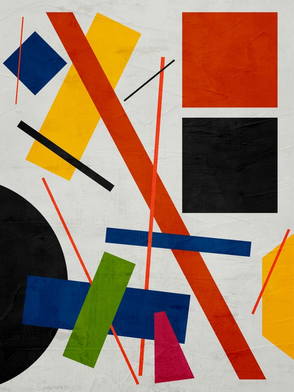QUADRO DECORAIVO COLORIDO AMARELO VERMELHO PRETO - ABSTRATO GEOMÉTRICO - 730A