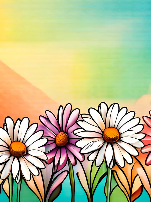 TRÊS FLORES COM FUNDO ABSTRATO MULTICOLORIDO BY AI