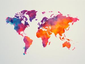 MAPA DO MUNDO EM AQUARELA BY AI