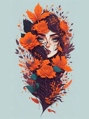 WOMAN AND FLOWERS BY AI