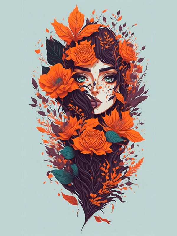 WOMAN AND FLOWERS BY AI