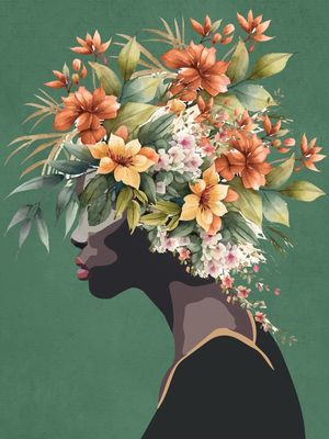 PROFILE OF A WOMAN WITH FLOWERS 1