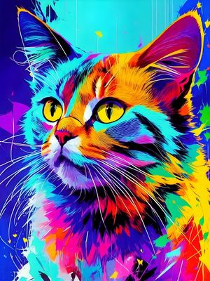 GATO COLORIDO - ABSTRACT COLORFUL-15A BY AI