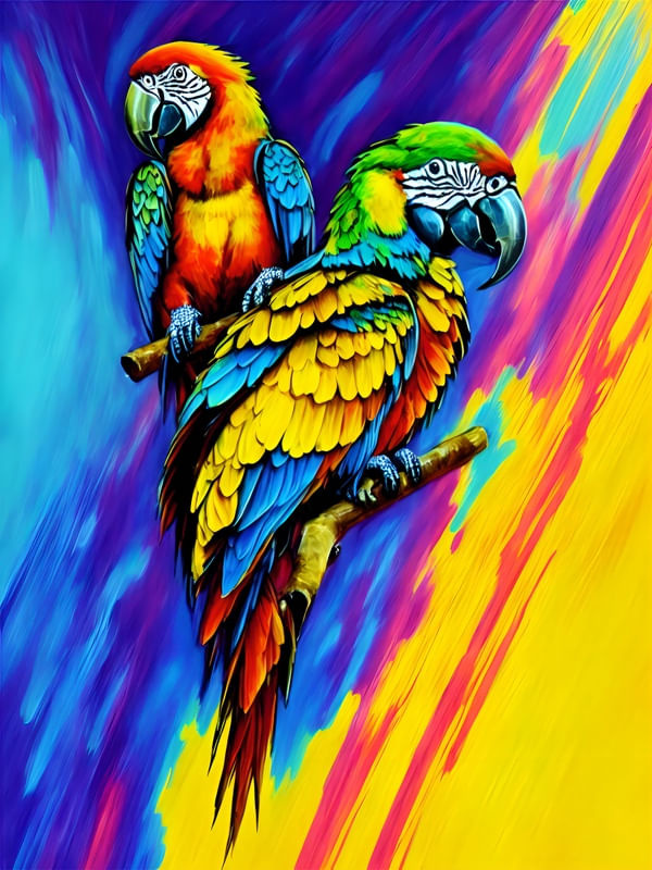 PAPAGAIOS COLORIDOS - ABSTRACT COLORFUL-08A BY AI