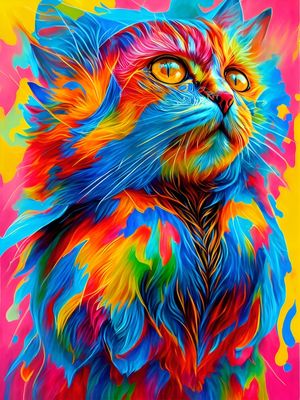 GATO COLORIDO - ABSTRACT COLORFUL-11A BY AI