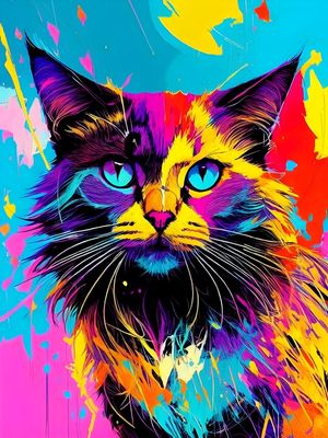 GATO COLORIDO - ABSTRACT COLORFUL-14A BY AI