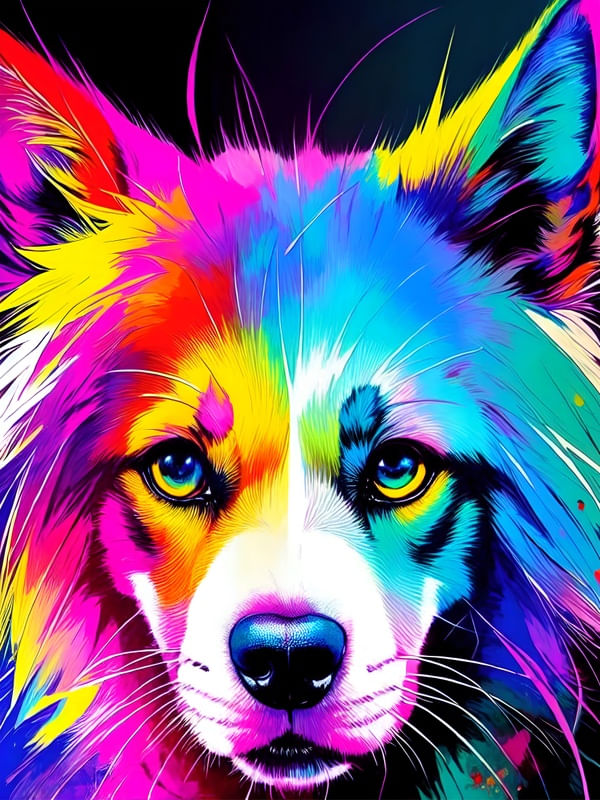 CACHORRO COLORIDO - ABSTRACT COLORFUL-18A BY AI
