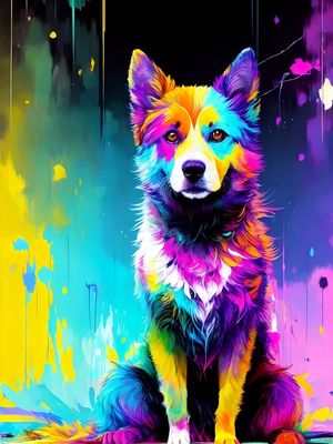 CACHORRO COLORIDO - ABSTRACT COLORFUL-21A BY AI
