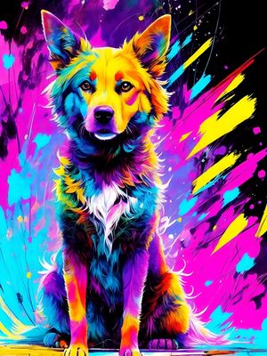 CACHORRO COLORIDO - ABSTRACT COLORFUL-22A BY AI