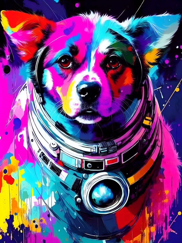 CACHORRO ASTRONALTA - ABSTRACT COLORFUL-23A BY AI
