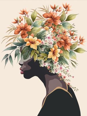 PROFILE OF A WOMAN WITH FLOWERS 3