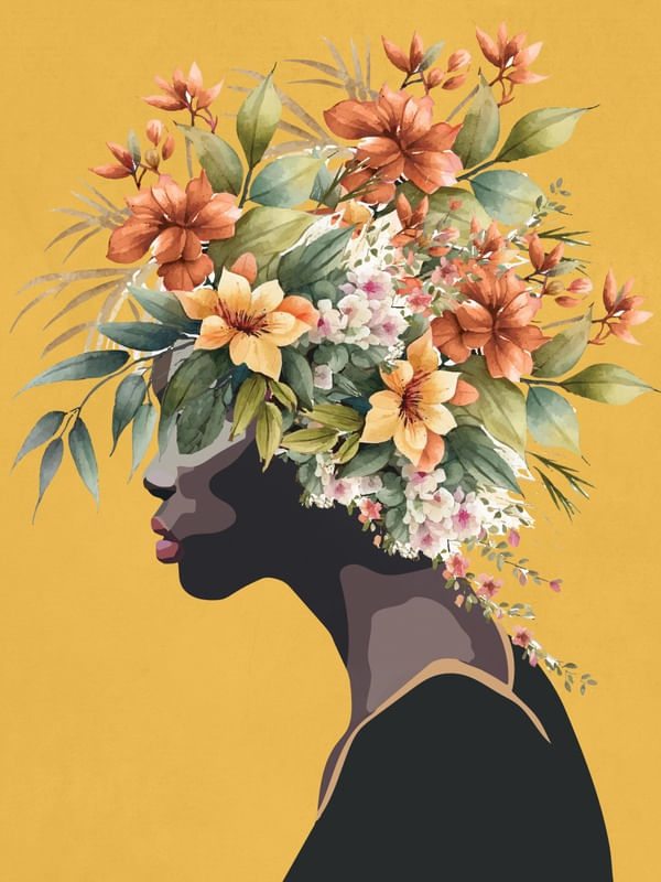 PROFILE OF A WOMAN WITH FLOWERS 4