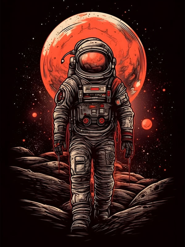 ASTRONAUTA E A LUA VERMELHA BY AI