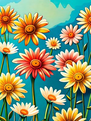 FLORES COM CÉU NO FUNDO EM AGUARELA BY AI