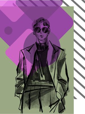 MODEL MALE 01 - VERDE ROXO - POR PAULA NANI