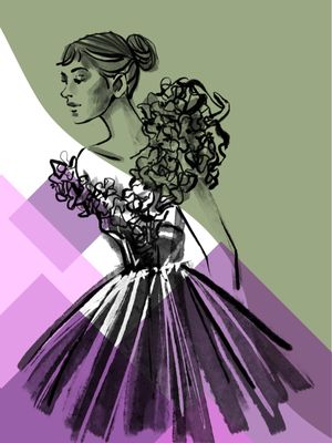 MODEL FEMALE 01 - VERDE E ROXO - POR PAULA NANI