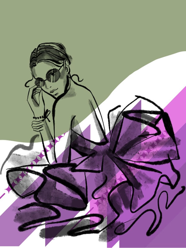 MODEL FEMALE 03 - VERDE E ROXO - POR PAULA NANI