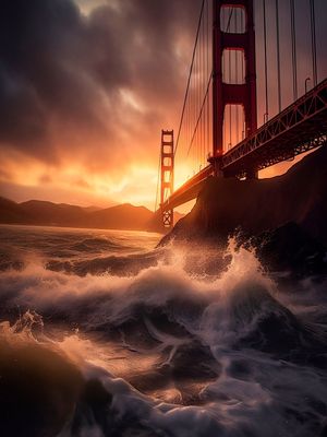 POR DO SOL PONTE GOLDEN GATE BY AI