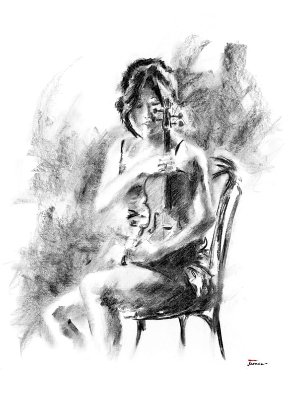 DESENHO CARVÃO BW1 VIOLINISTA