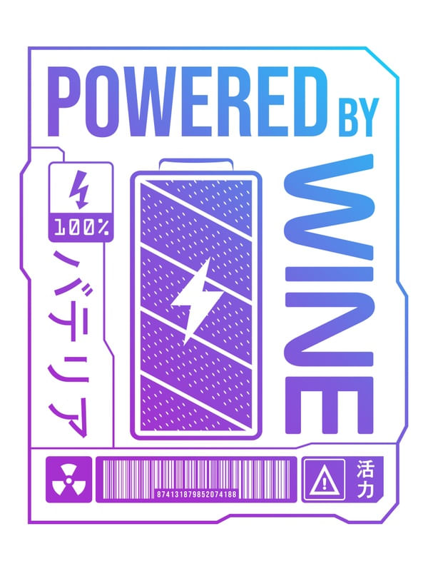 POWERED BY WINE - NEON LABEL