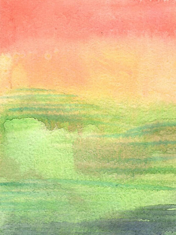 GREEN ORANGE WATERCOLOR