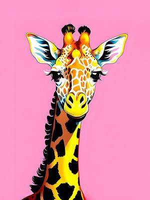 GIRAFFE ON PINK BY AI